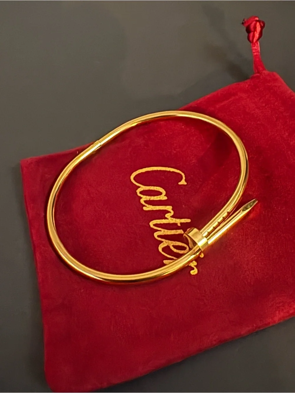 Stainless Steel Gold Plated Nail Bangle Bracelet Sz 19cm